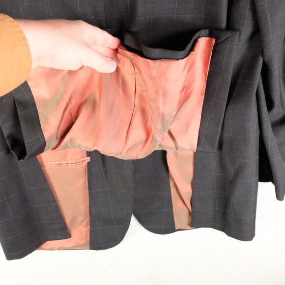 Samuelsohn Blazer Mens 44 Tall Long Gray Plaid Wool Super 100s Sport Coat Jacket - Picture 6 of 16